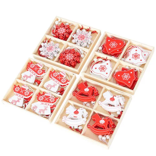 12 шт. деревянные подвесные Подвески с новогодним Деревянная Рождественская елка