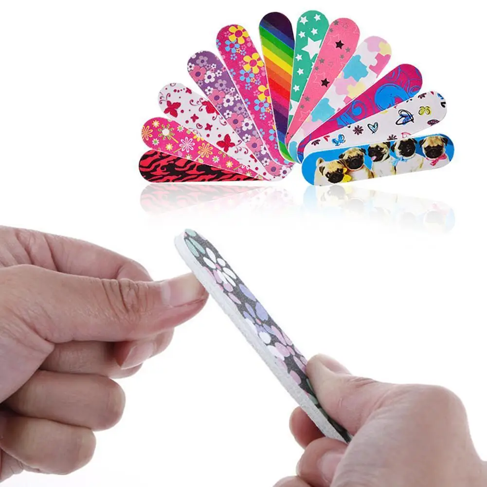 Новая красочная мини пилка для ногтей двусторонняя наждачная бумага ногтевого