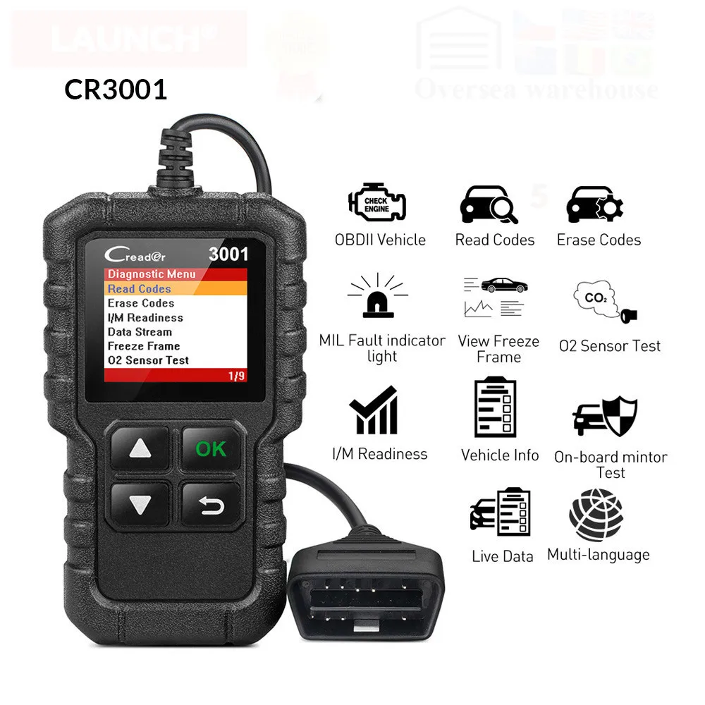 Launch X431 Cr3001 Full Obd2 Scanner Obd 2 Engine Code Reader Creader 3001 Car Diagnostic Tool Pk Cr319 Ad310 Elm327 Scan Tool