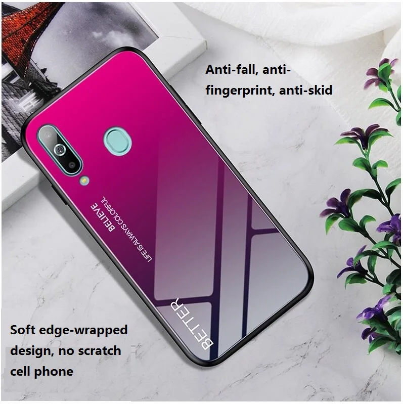 Мраморный градиентный стеклянный зеркальный чехол для samsung A40 A50 A60 A70 M40 защитное закаленное стекло+ ТПУ