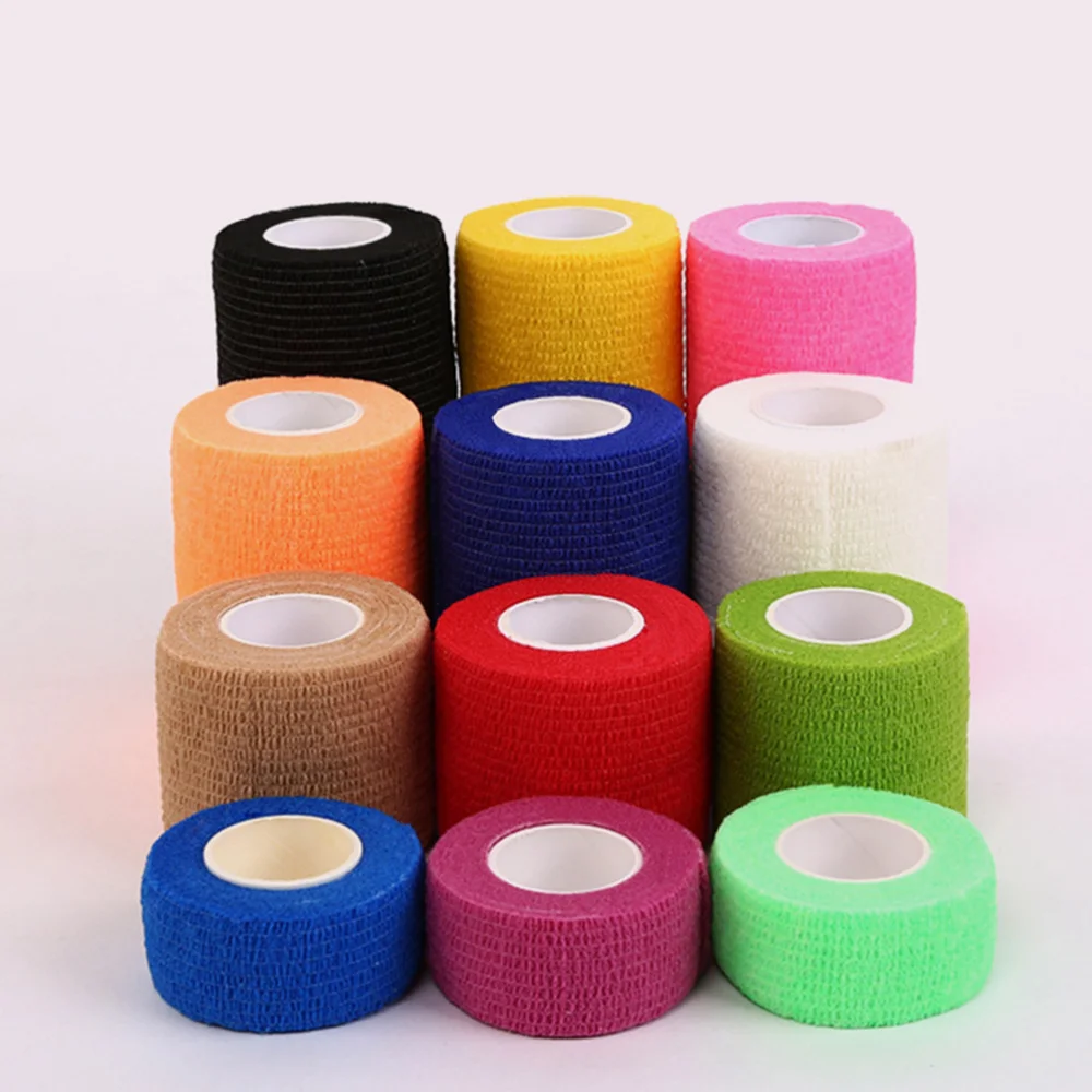 

10 Roll Useful Cohesive Bandages Self Adherent Wrap Tape Stretch Athletic Strong Elastic First Aid Tape for (Black)