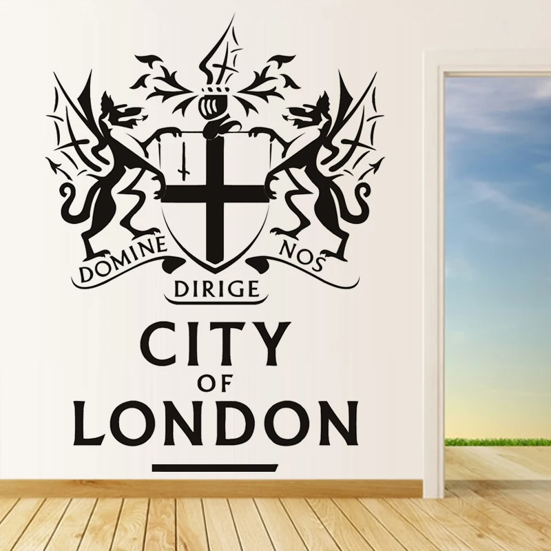 

City Of London Wall Sticker Badge Animals Wall Decals Modern Home Decor Removable Living Room Bedroom Art Decal