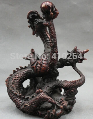 Бесплатная доставка 8 &quotКитайский Бронзовый год зодиака драма жемчуг Статуя