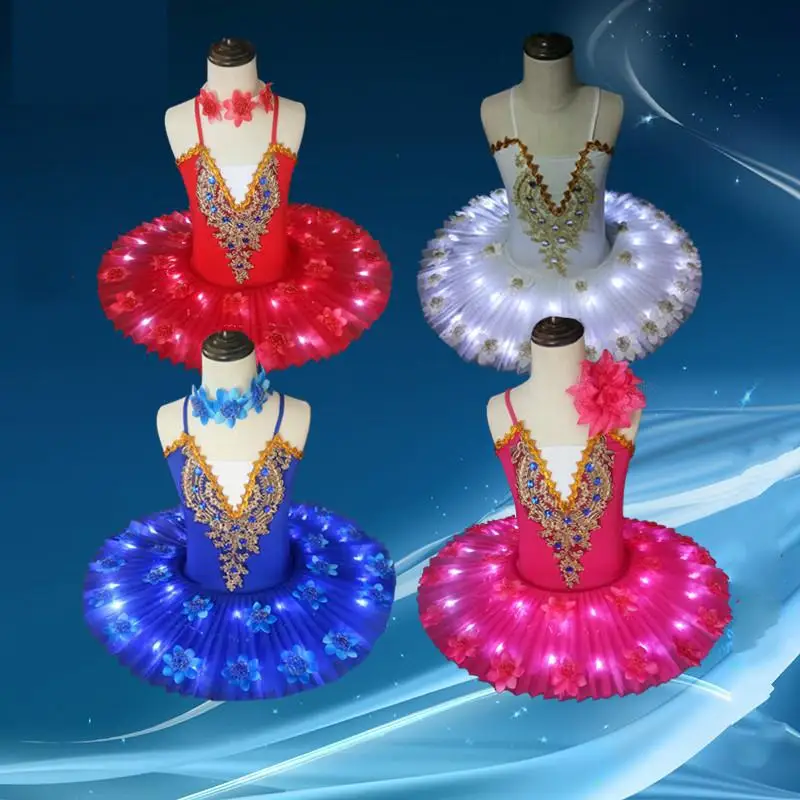 

New Professional Ballet Tutu Led Swan Lake Adult Ballet Dance Clothes Tutu Skirt Women Ballerina Dress For Party Dance Costume