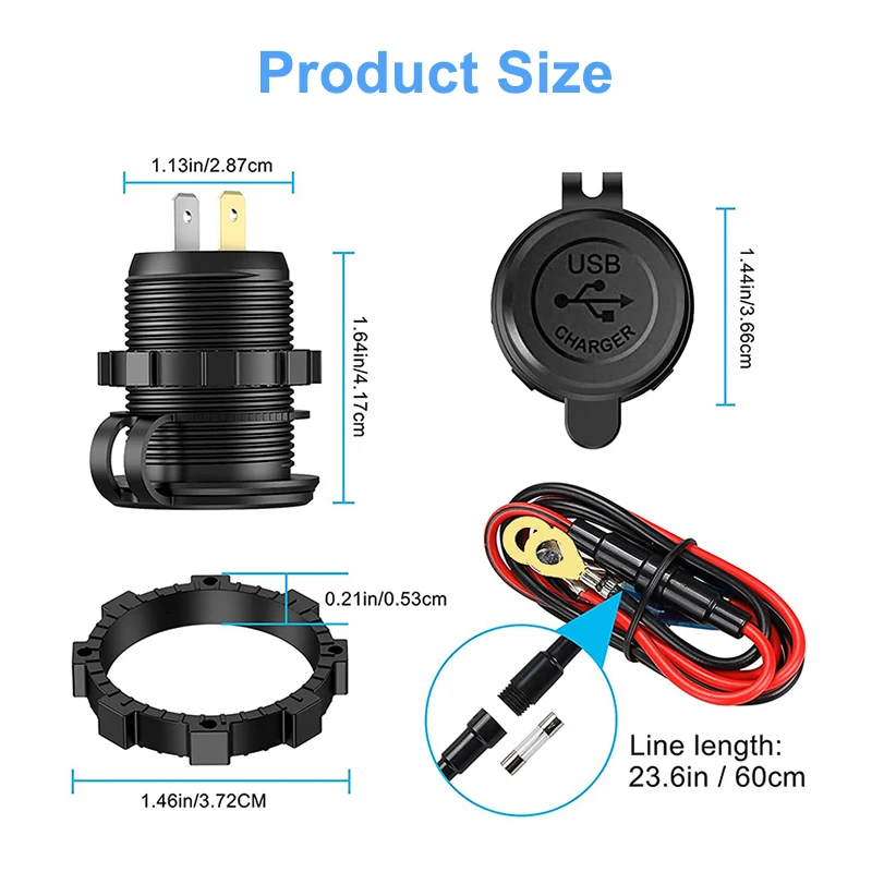 PD Type C Car Charger Socket QC3.0 Dual Ports 60W USB Triple 12V with Touch Switch for Boat Marine | Автомобили и мотоциклы