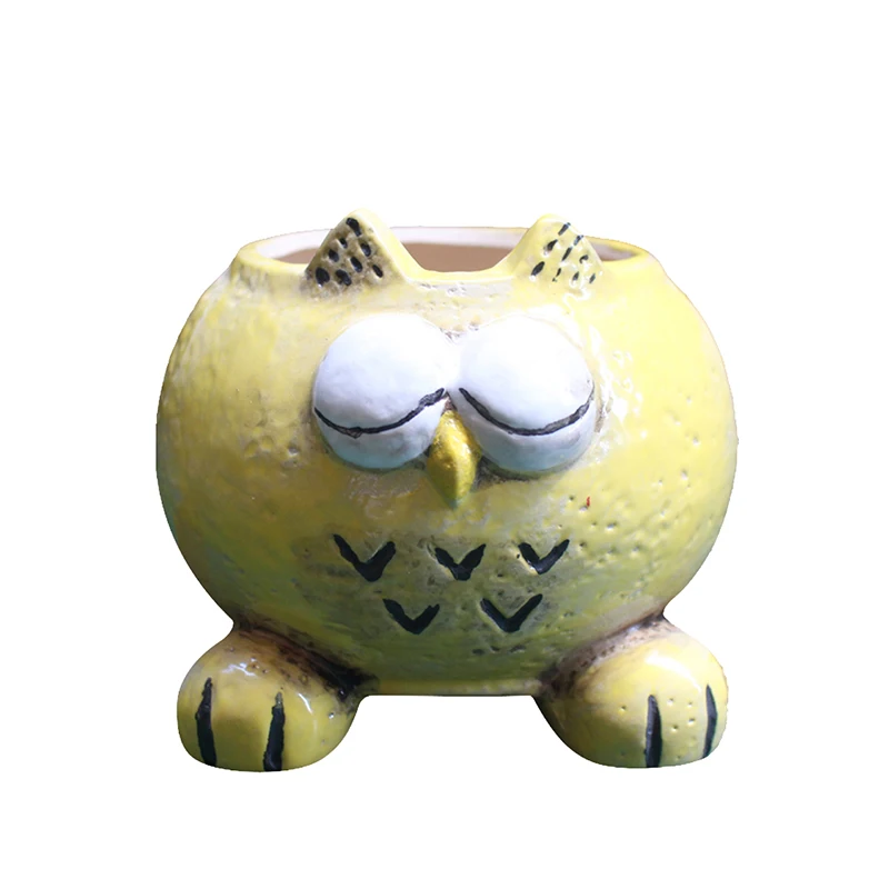 

Цветочный горшок с мультипликационным животным из тисненой керамики, милый бонсай, зеленое растение, настольное украшение, домашнее креати...