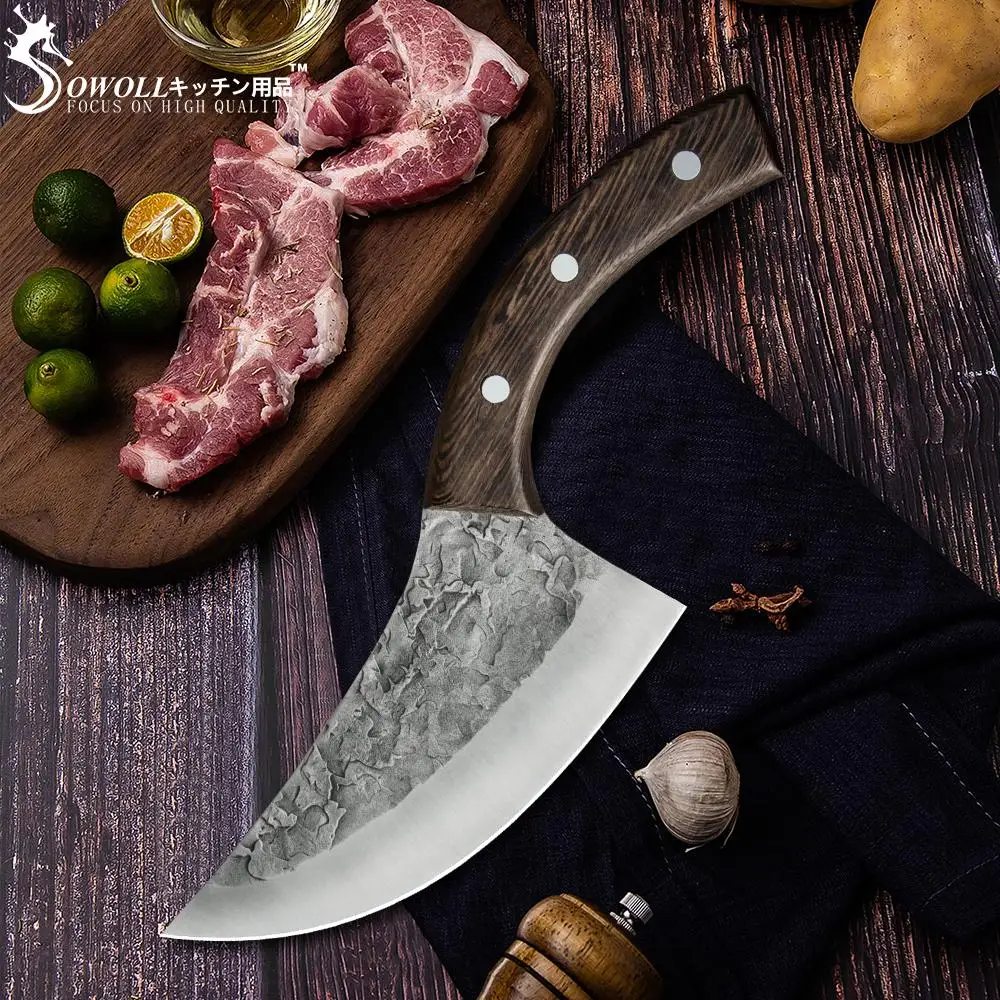 Sowoll Кливер нож ковка сталь сербские кухонные ножи венге деревянная ручка рыба