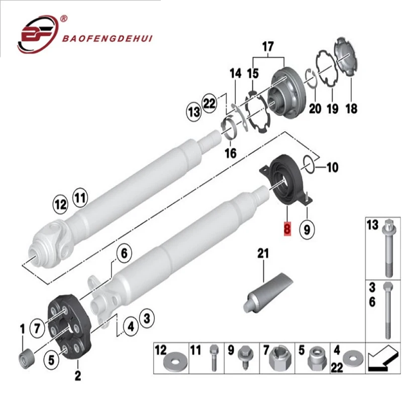 

Car Intermediate Bearing Axle Drive Driveshafts For BMW 5 Saloon E60 /Touring E61 For BMW 6 Convertible E64 26127521856
