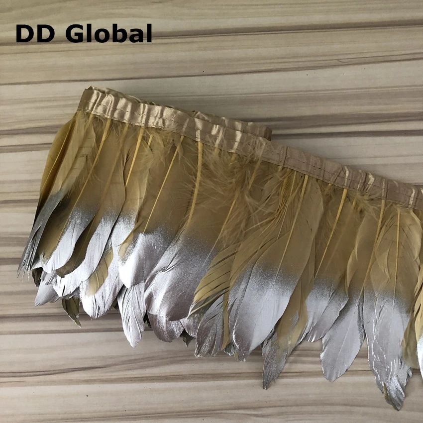 White goose feathers trim Silver 2 meters / lot stained ribbon 15~20 cm 6-8inch duck feather dance DIY decoration | Дом и сад