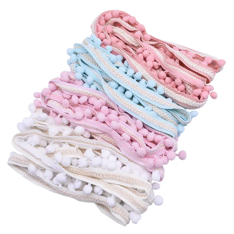 Lace Fabric 3Yards 1.3cm Tassel Ball Fringe Ribbons DIY Material Apparel Sewing Accessories Pompom Trim Pom Pom Home Decorations