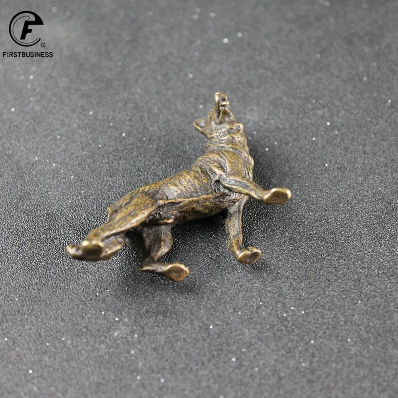 Античная Медная миниатюрная Статуэтка волка аксессуары для чайного подноса