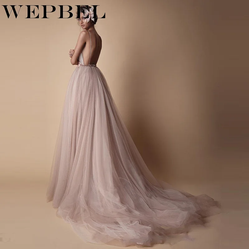 WEPBEL женские вечерние платья без рукавов с бретельками и открытой спиной