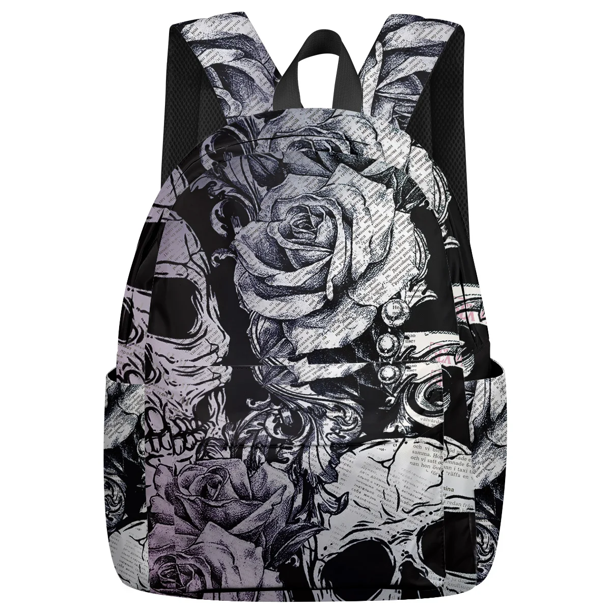 Черепа и цветы на черном фоне рюкзак интерьер брелок держатель Роскошный Arcuate