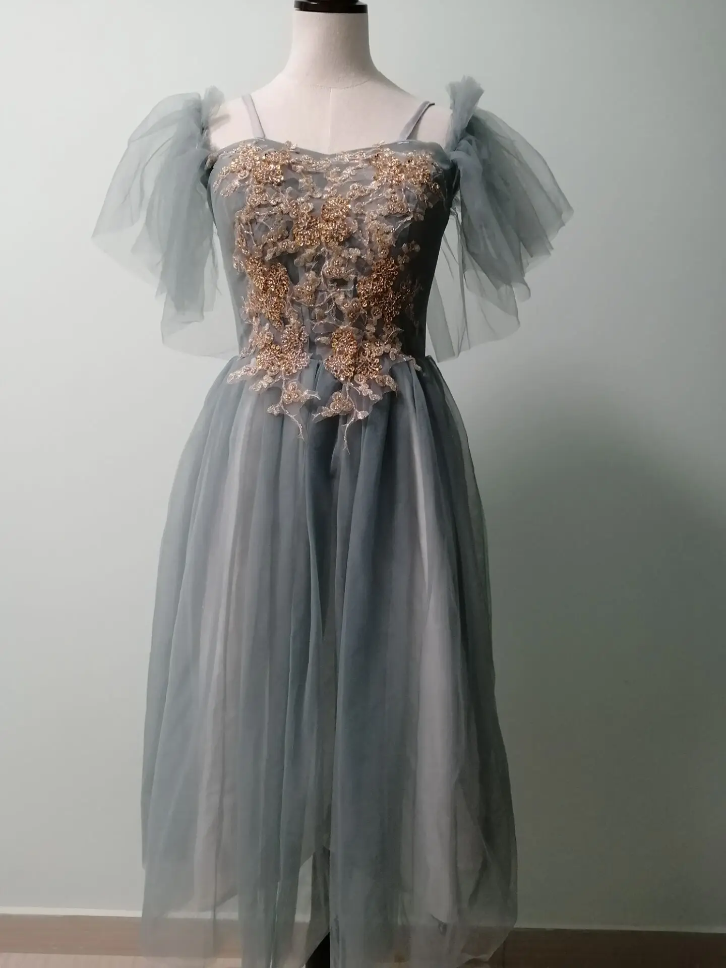 

KAUNISSINA Elegant Cocktail Dress Blue Party Gown Tulle Appliques Graduation Dresses Celebrity Prom Robe Real Photos