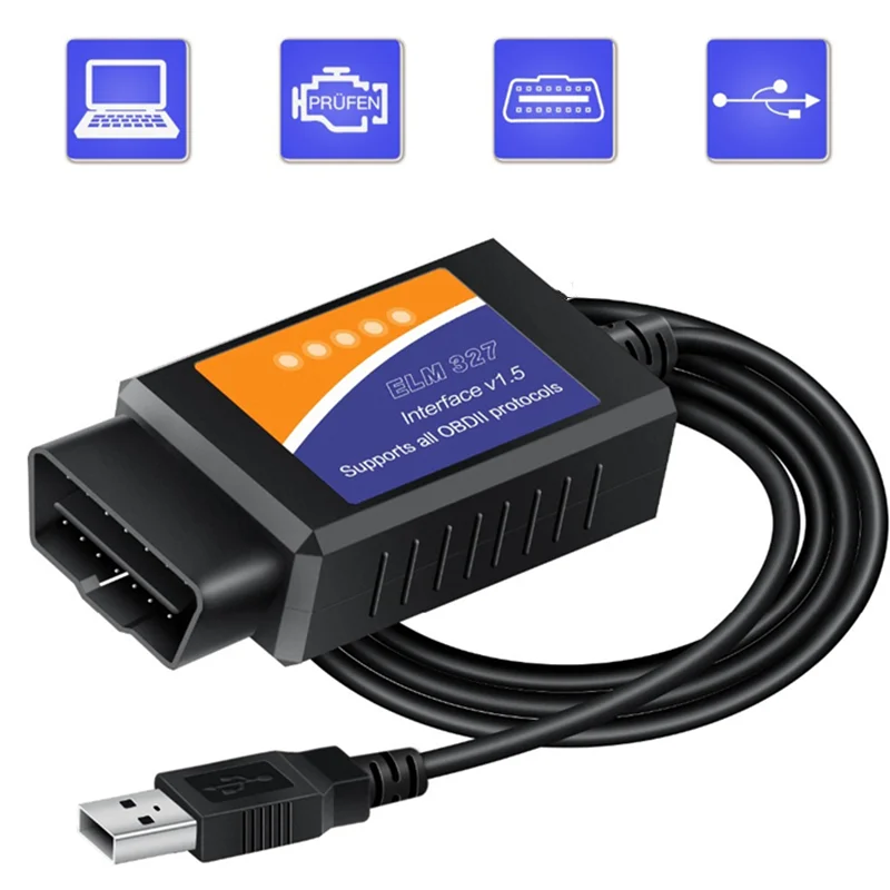 

Автомобильный детектор, работающий на компьютере Brandstofverbruiksmeter ELM327 OBD2, диагностика ошибок автомобиля и линейный инструмент, USB-разъем