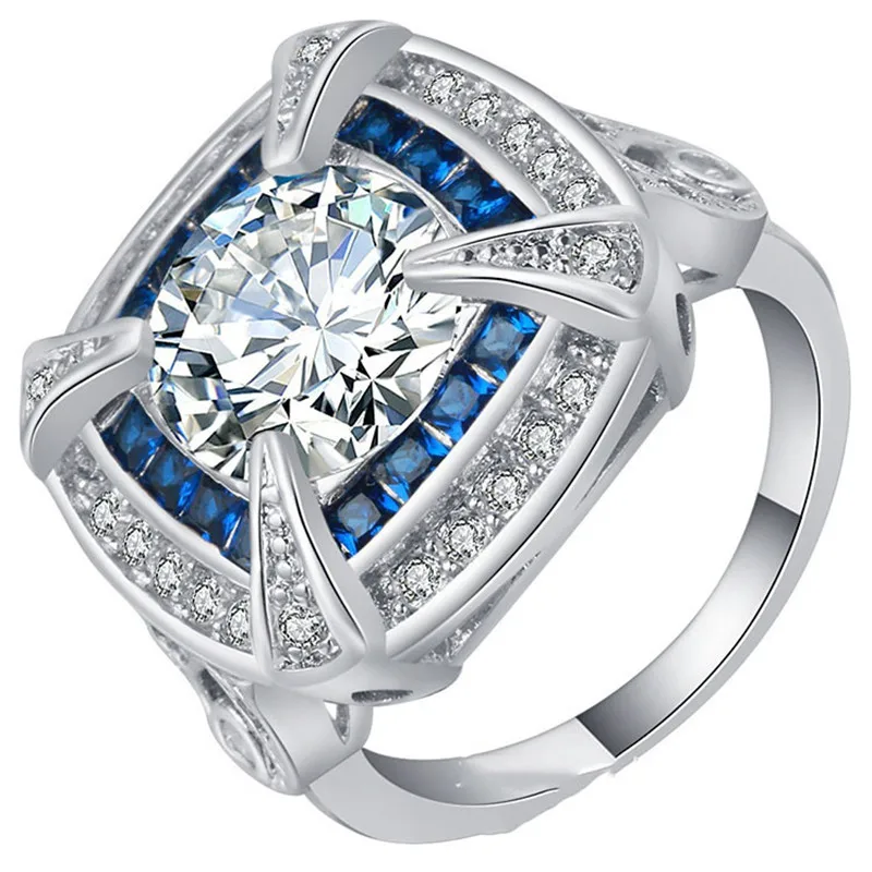 Роскошное женское Кристальное геометрическое Большое Квадратное кольцо с