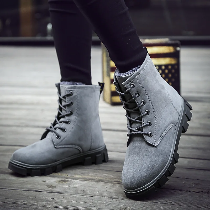 Зимние ботинки женские кожаные на шнуровке меху Zapatos De Mujer модная повседневная