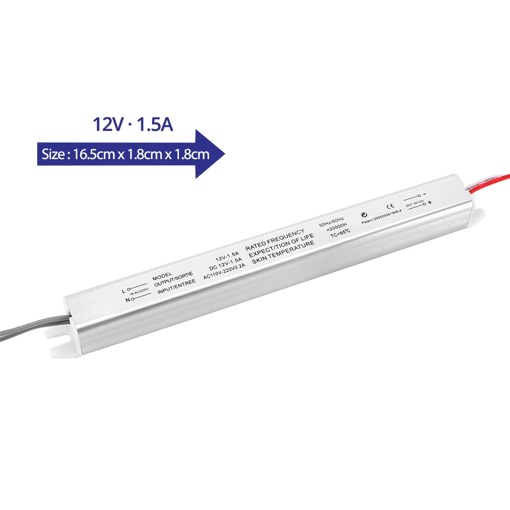 12V 1.5A DC12V 1.5A 2A 3A 4A 5A светодиодный драйвер AC110V~ 220V Ультра тонкий светодиодный источник питания Светильник ing трансформатор для тонкий рекламный светильник - Цвет: 12V 1.5A