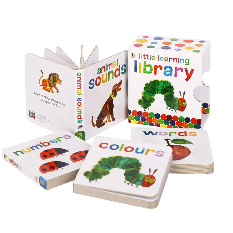 

4 Books/set Baby The Very Hungry Caterpillar Animal Sounds Words Numbers Color Reading Picture English Books for Children