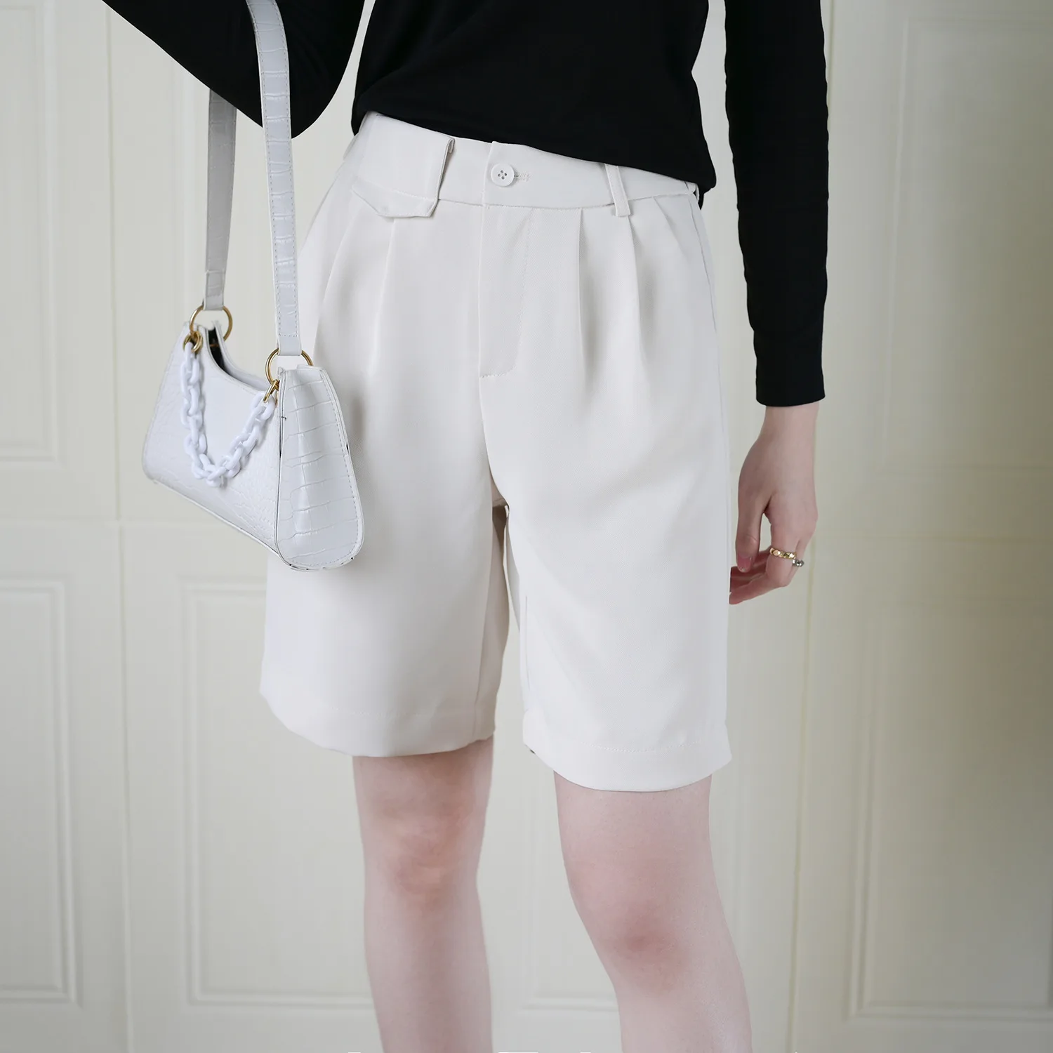 

Suit Five Point Pants 2021 New Loose Spring Summer Work Wear Straight Wide Leg Casual Summer Shorts Women Fashion Trousers