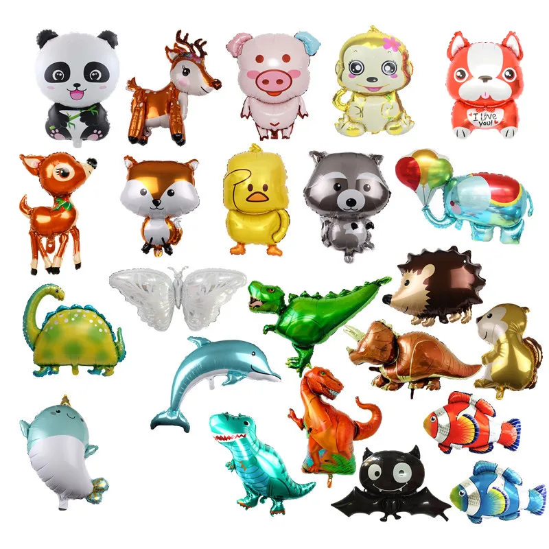 

Cartoon Animal Foil Balloon Panda Fox Elephant Butterfly Dinosaur Helium Balloons for Baby Kids Birthday Party Decorations Gift