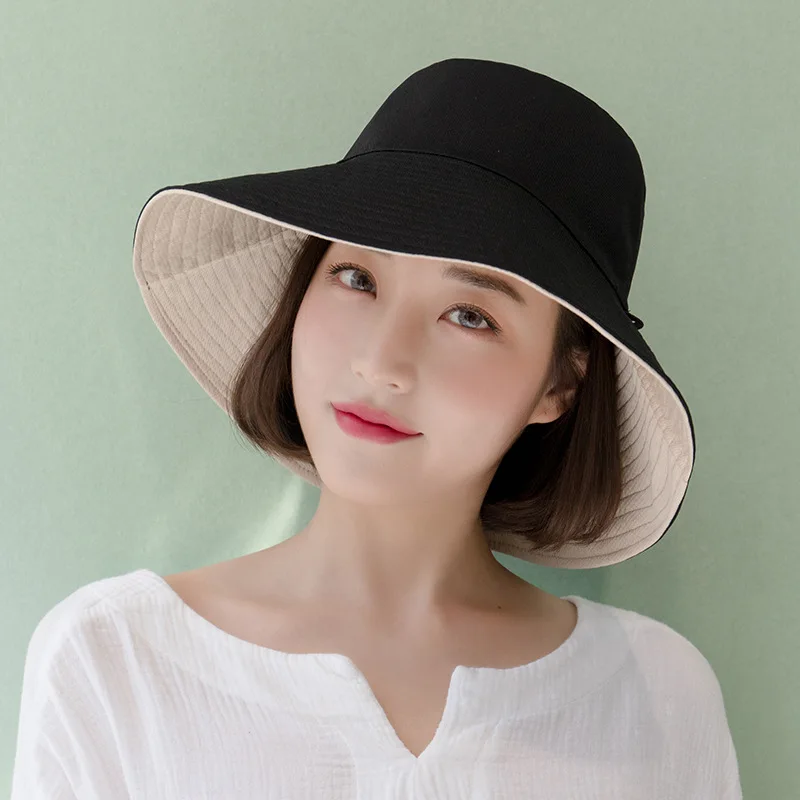 

Fashion double-sided fisherman hat female literary spring and summer big eaves outdoor sunscreen sunshade hat