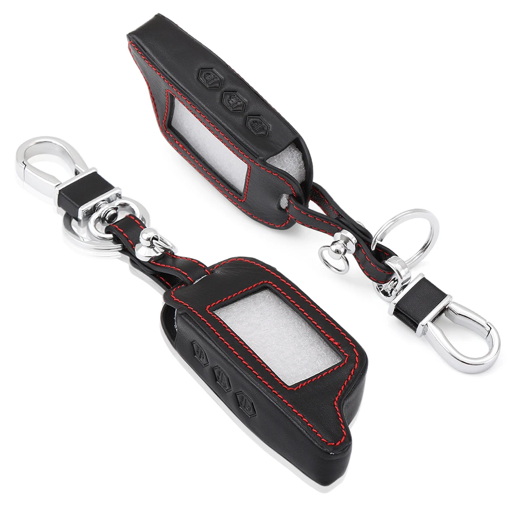 Кожаный чехол для брелка черный кожаный двухсторонней автосигнализации Starline B9 B6
