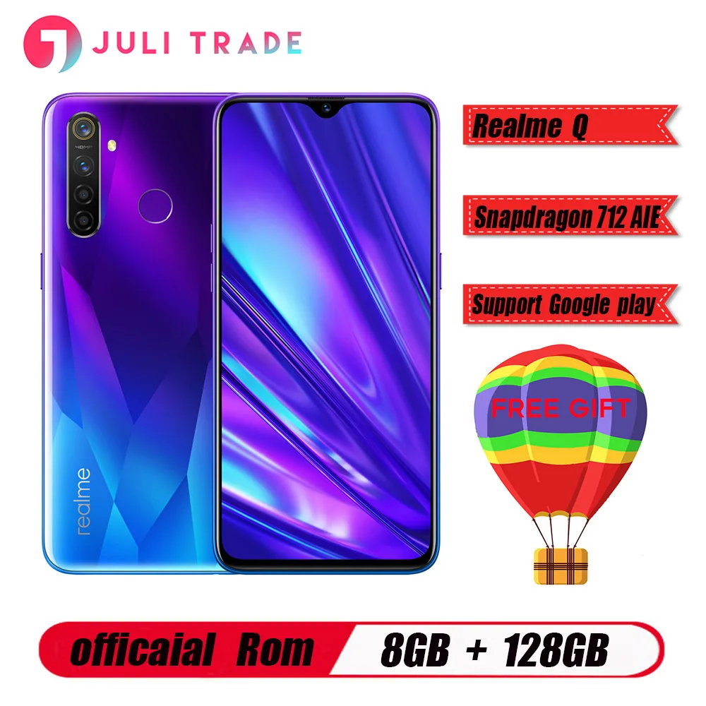 Мобильный телефон Oppo Realme Q Snapdragon 712 AIE 4305 мАч 6," полный экран Android 9,0 8 Гб ram 128B rom МП отпечаток пальца