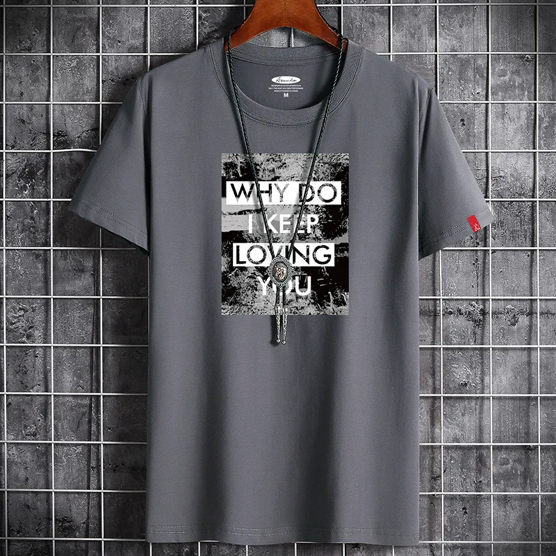 

Why Do I Keep Loving You Printed Solid Color Cotton Men t-shirt, Lover Couple Oversized t-shirt O-neck short sleeve t-shirts top