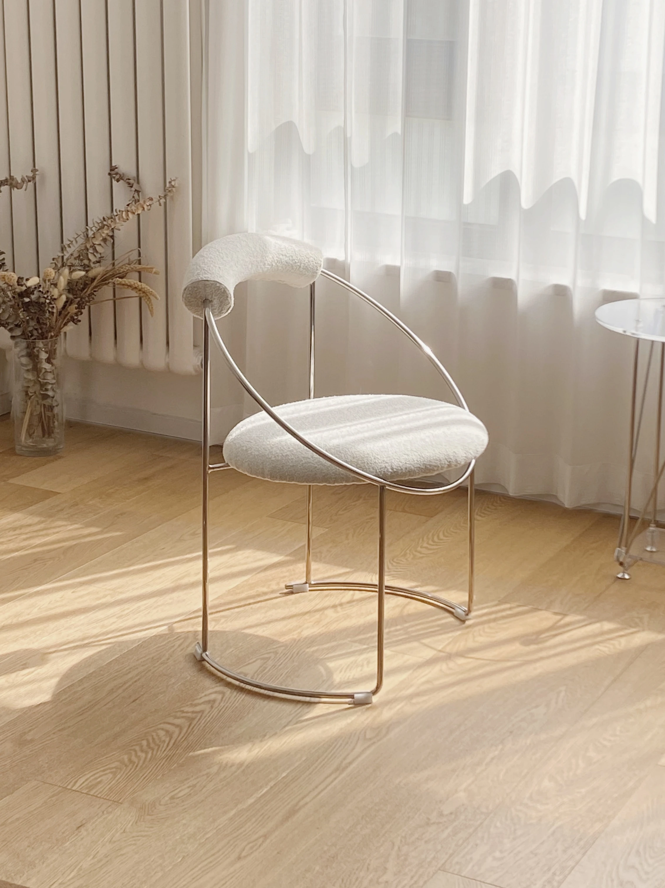 

Dining Chair Armchair Household Minimalist Art Manicure Iron Stainless Steel Modern Cafe Restaurant