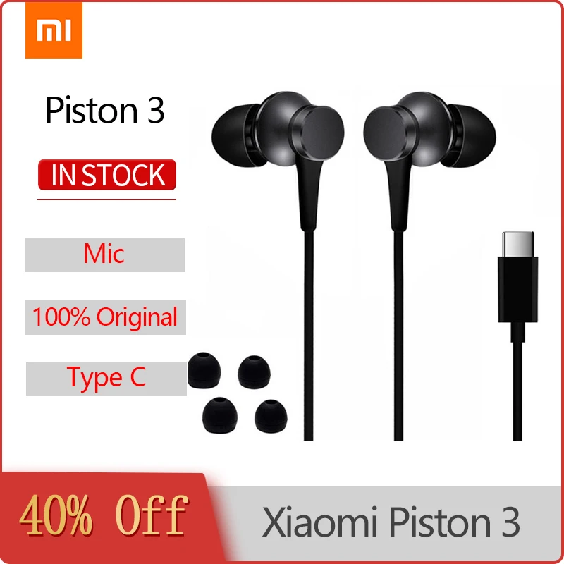 Оригинальные Xiaomi Piston 3 наушники USB TYPE C In Ear проводные с микрофоном для Mi 6 8 9 Pro 10