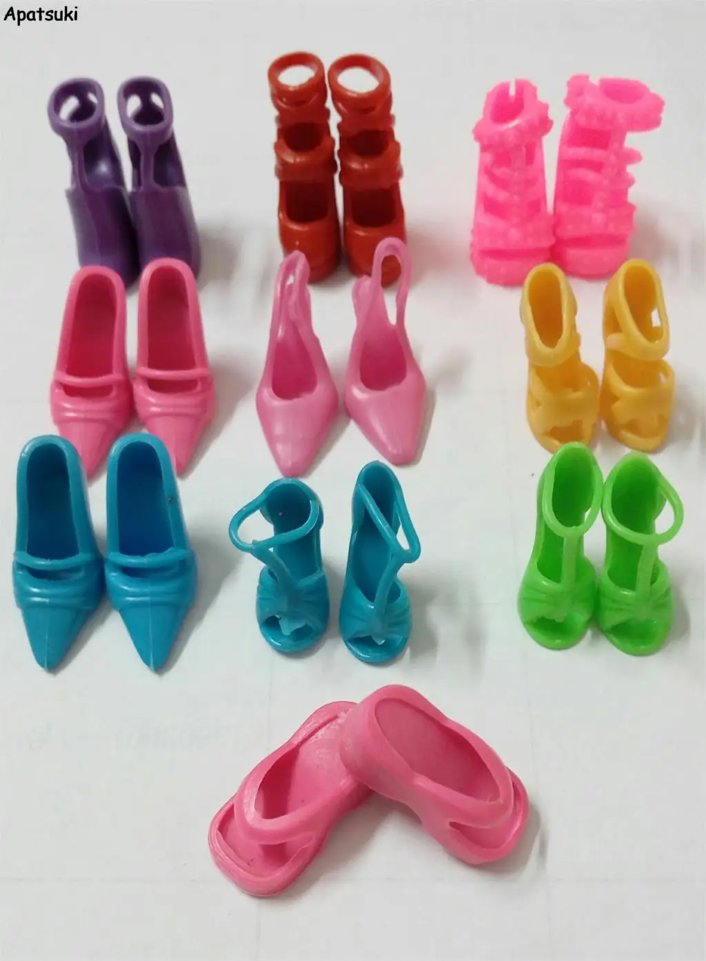 10pairs/lot Mix Colors Doll Accessories Shoes For Barbie Doll Slippers Heels Sandals Boots Best Gift For Girl Baby Toys