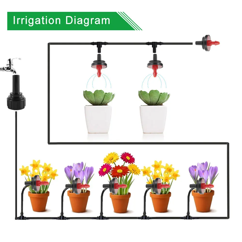 

23M DIY Drip Irrigation System Automatic Watering Garden Hose Micro Drip Watering Kits with Adjustable Drippers