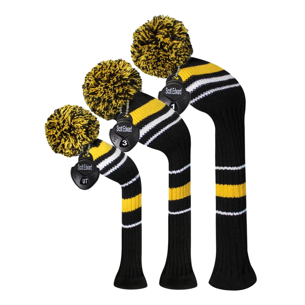 SET of 3 Головной убор Hornets color Knit Golf, набор из 3 предметов для водителя(460cc), фарватера, гибрид. Креативный чехол для гольф-клуба - Цвет: SET of 3