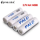 Литий-ионные аккумуляторные батареи PALO 14500 900 мАч 3,7 в, литиевая батарея AA для светодиодных фонариков, налобных фонарей, фонариков, мышей