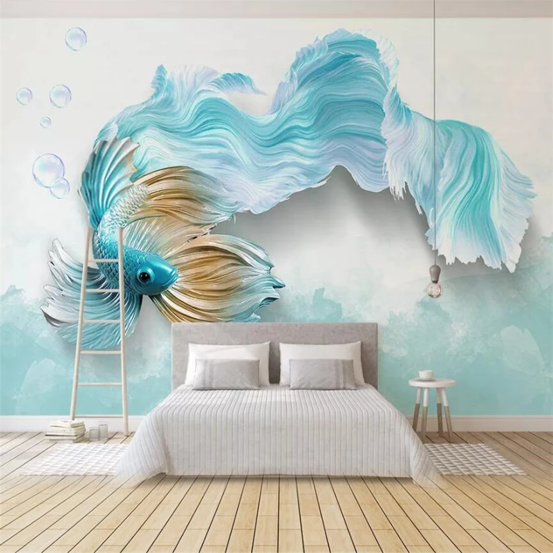 

beibehang Custom wallpaper modern 3d mural abstract blue guppies background wall papers home decor papel de parede 3d wallpaper
