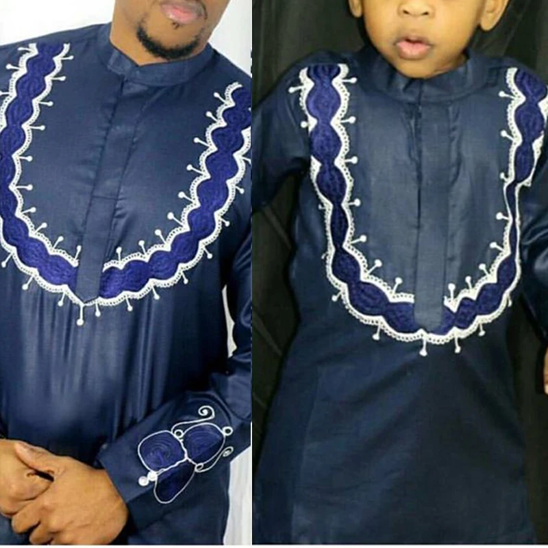 Мужской комплект Дашики для родителей и ребенка одежда в африканском стиле