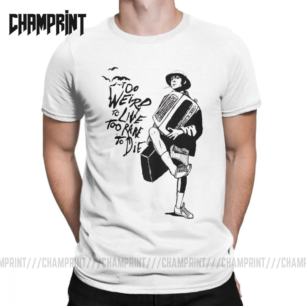 Для Мужчин's футболки странные и редкое страх ненависть в Лас хлопковая Футболка короткий рукав летучая