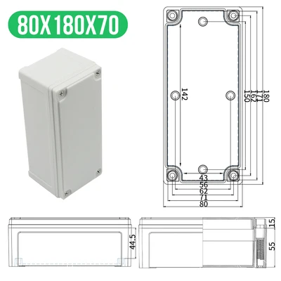 180x80x70mm(LxWxH) Высококачественная Водонепроницаемая электрическая распределительная коробка серии AG, IP67, ABS пластик, RoHS, чехол для корпуса, наружная распределительная коробка - Цвет: 180x80x70mm(LxWxH)