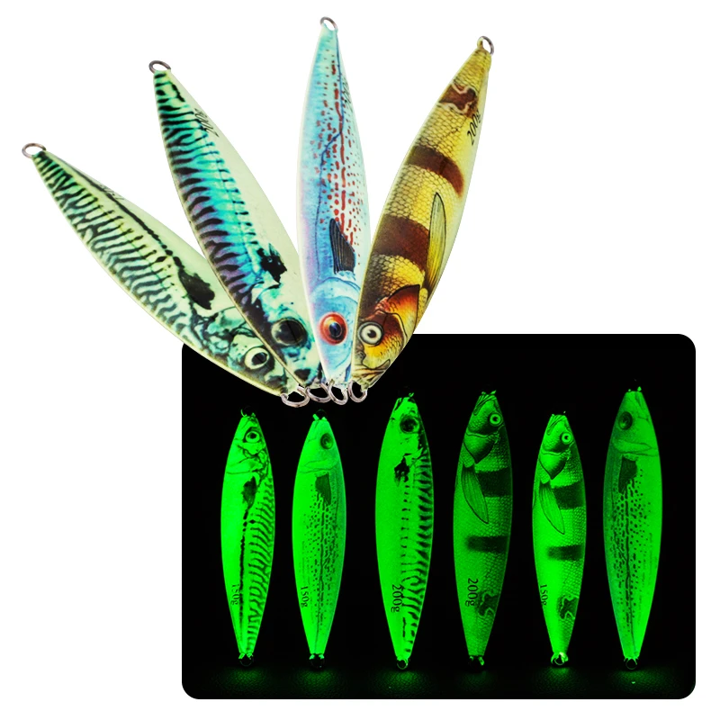 

200g 3D Printing Fishing Casting Jigging Jigs Spoon Lure Lead Metal Slow Jigging Lure Japan Top Artificial Lure Baits