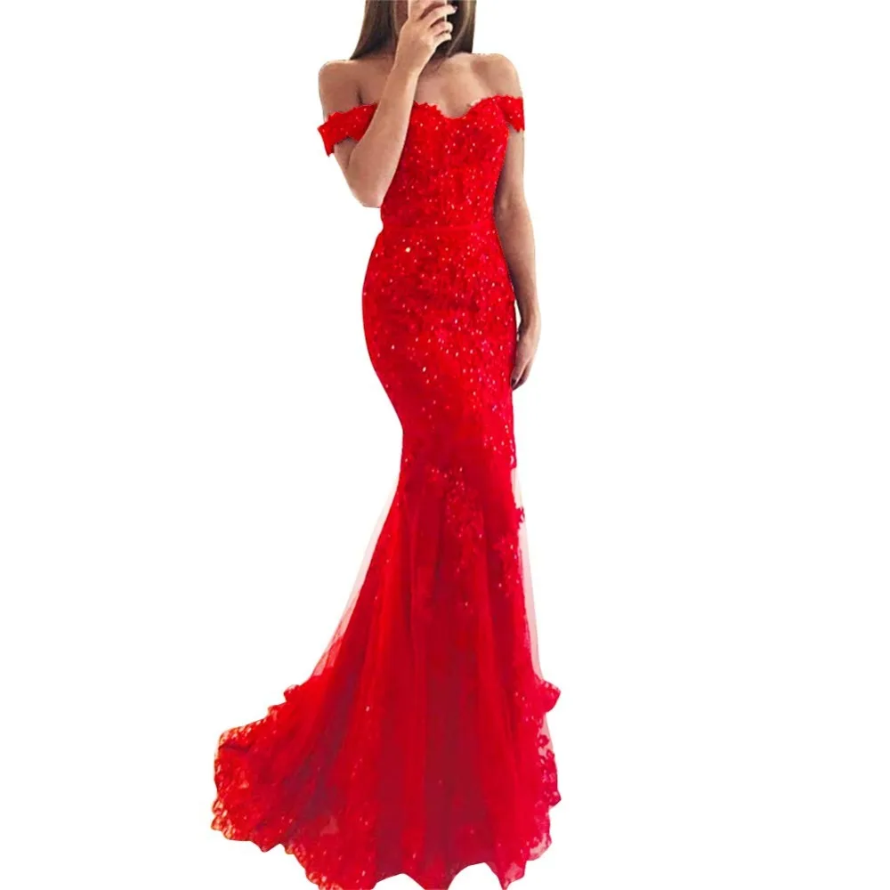 Vestidos de fiesta noche Sexy Off The Shoulder Long Lace Mermaid Evening Dress 2020 Prom Gown Custom Made Robe soiree | Свадьбы и
