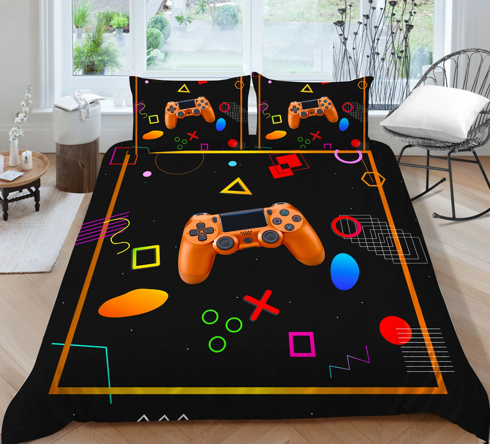 

Cartoon Gamepad Printing Bedding set Quilt cover with pillowcases Soft Bedclothes Home Textiles 2/3 pieces