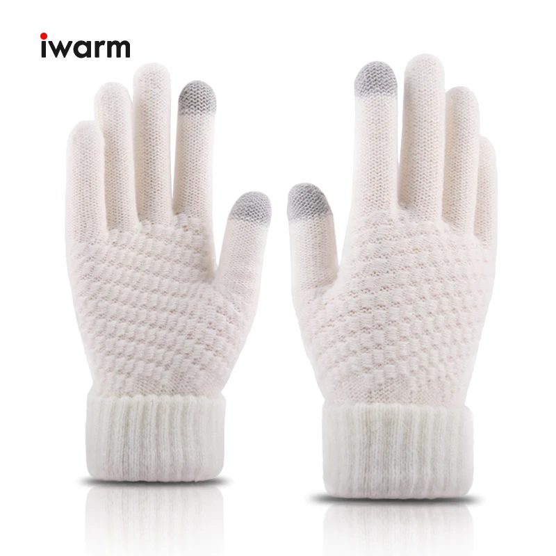 Iwarm перчатки для сенсорного экрана осень зима женские вязаные улицы теплые