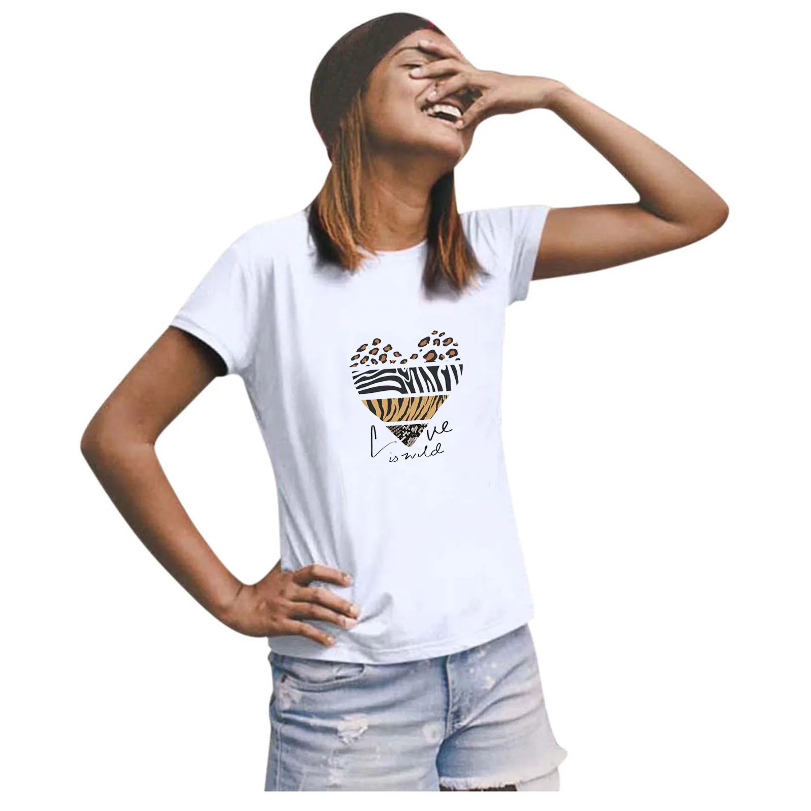 Mans Casual Short Sleeve Tops Ladies Valentine's Day Print Sweatshirt Blouse #S | Женская одежда