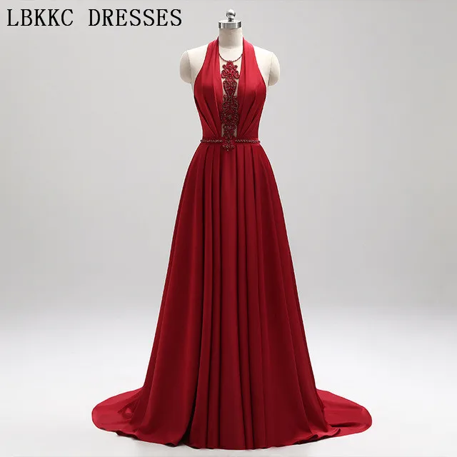 Женское длинное платье с открытой спиной красное элегантное до пола V образным