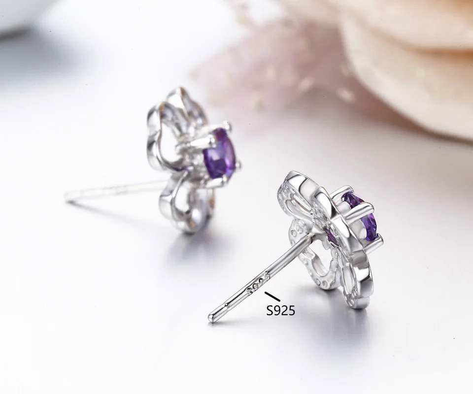 Милые серьги гвоздики из стерлингового серебра 925 пробы с лепестками сердца