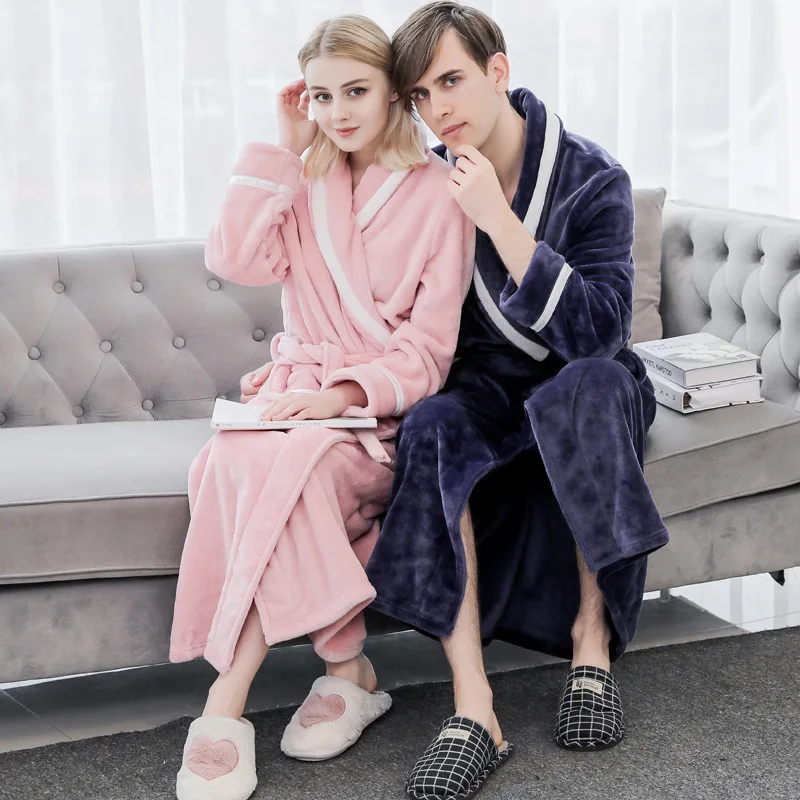 Размера плюс 3XL мужской Халат зимние фланелевые мягкие тапочки халат-кимоно для