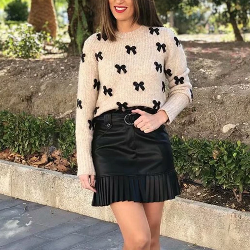 

Sash belt PU leather skirt Ruffle high waist skirts women female mini skirts A line Party club wear ladies sexy short skirts
