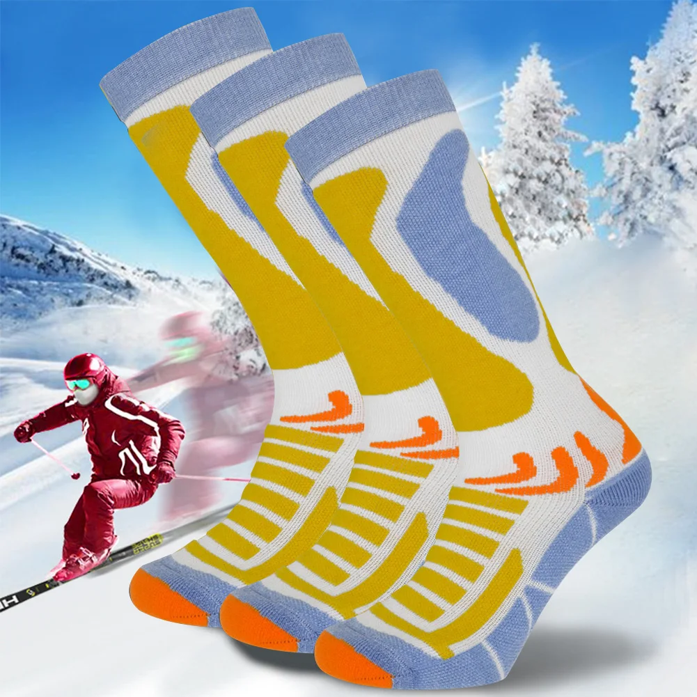 1pair Thermal Hiking Snowboarding Thickened Odorless Washable Long Stretchy Outdoor Sports Artificial Wool Ski Socks Winter Warm |