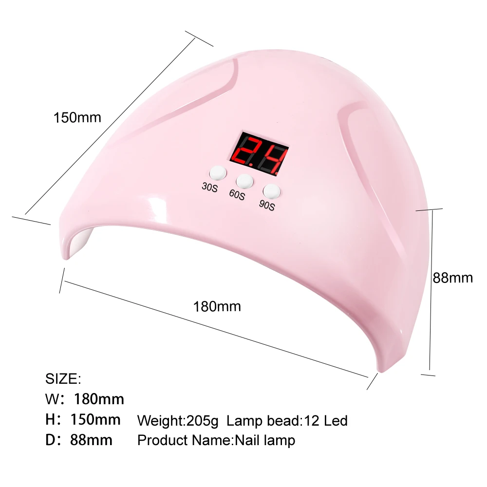 36W UV LED Lamp 12 Leds Nail Dryer High Powder Uv Nails For Manicure Gels With LCD Display Gel USB | Красота и здоровье